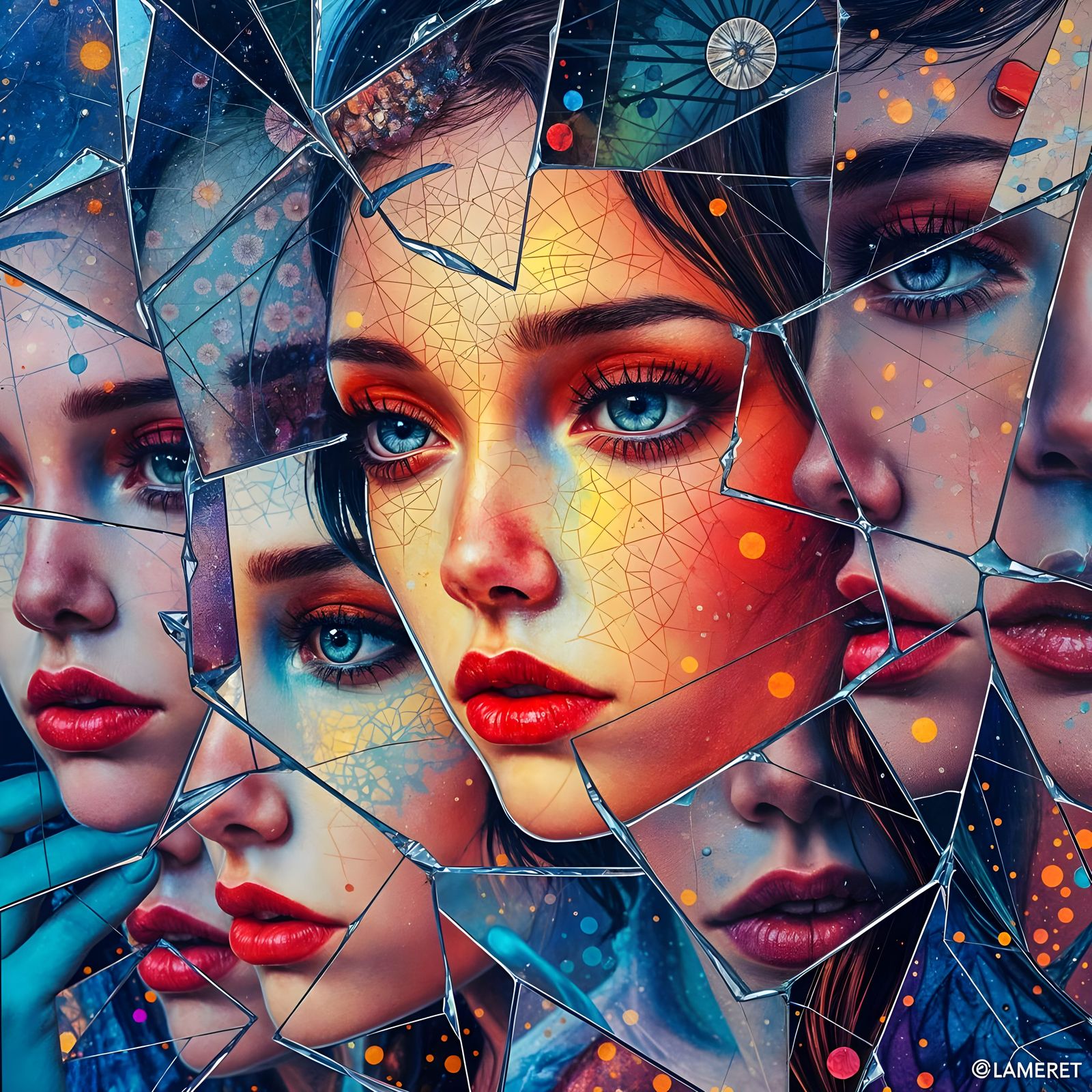 Breathtakingly Detailed Broken Glass Art in Anime Style