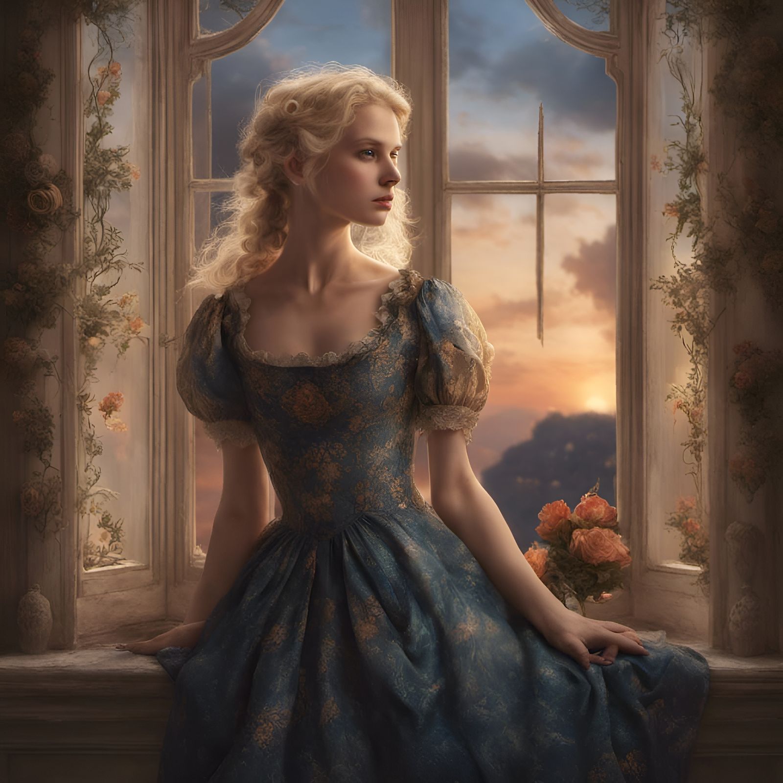 Beautiful sad woman, regency