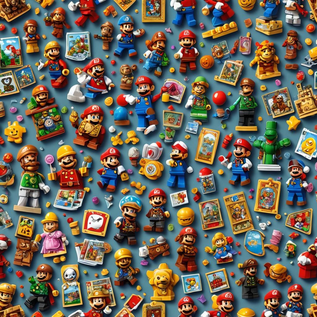 Lego Mario Tarot Card in Candy Art Style