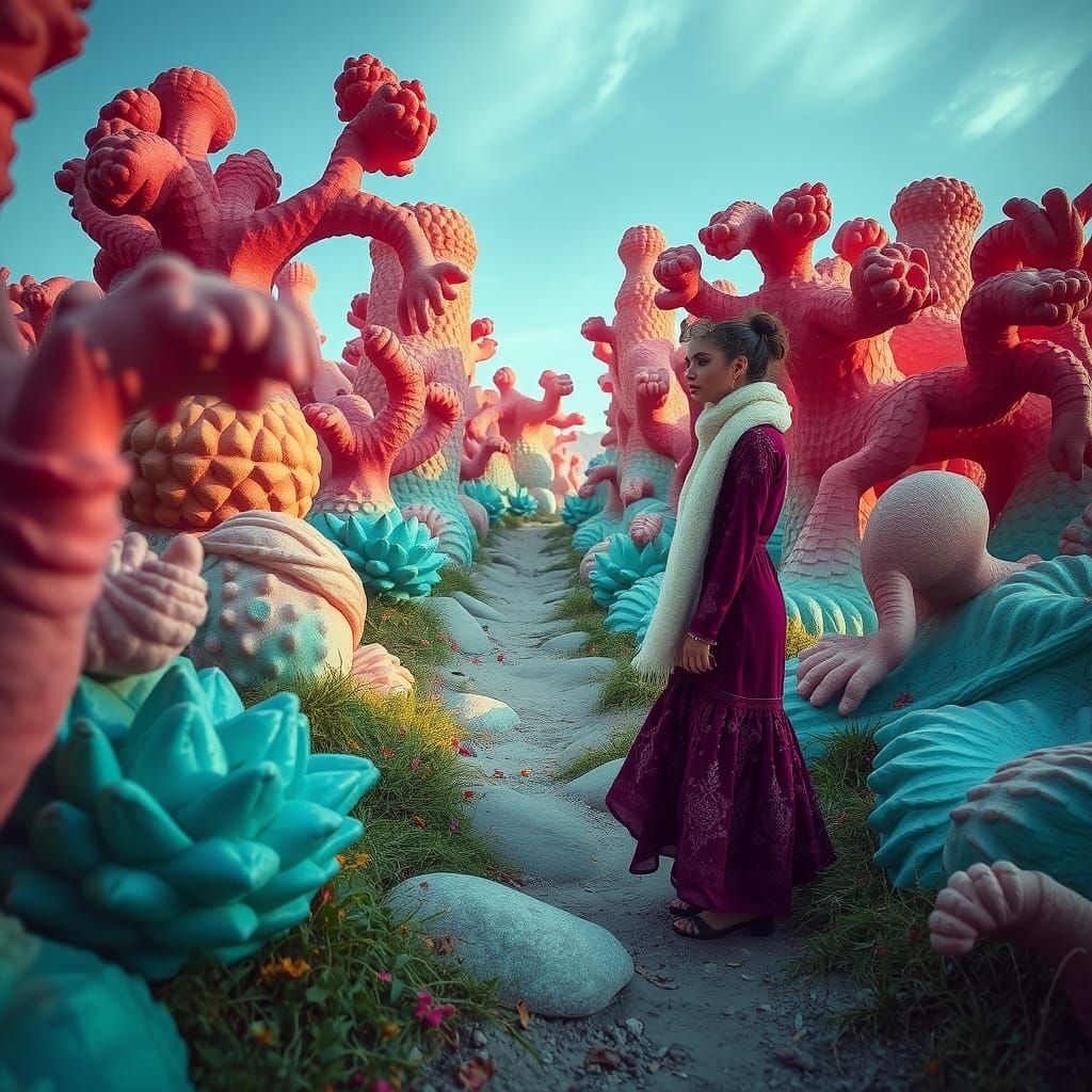 Ethereal Traveler in a Goldsworthy-esque Landscape