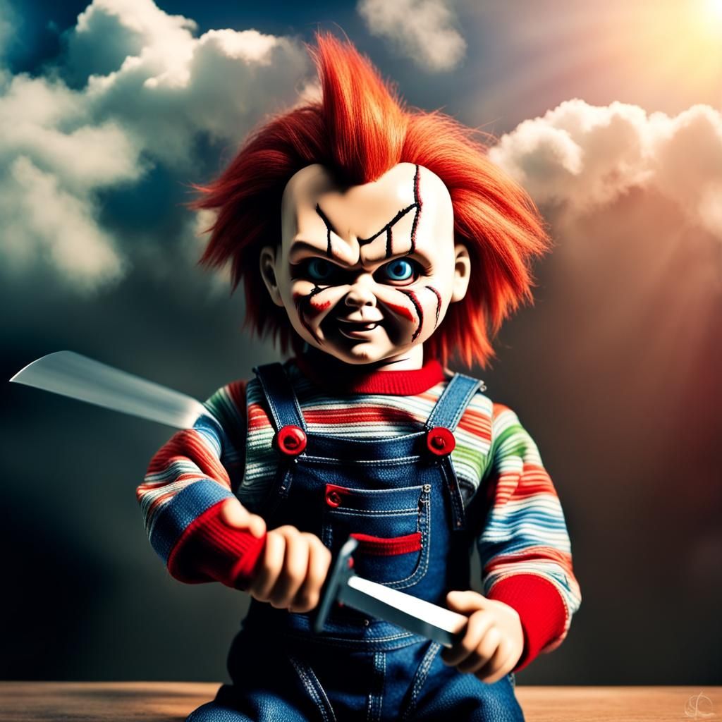 Chucky Sharpening Knives in Divine Light