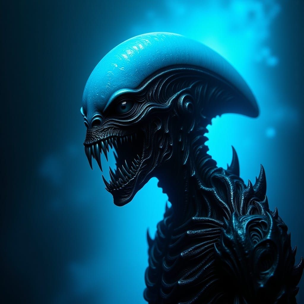 Alien Creature with Open Mouth: Digital Sci-Fi Art