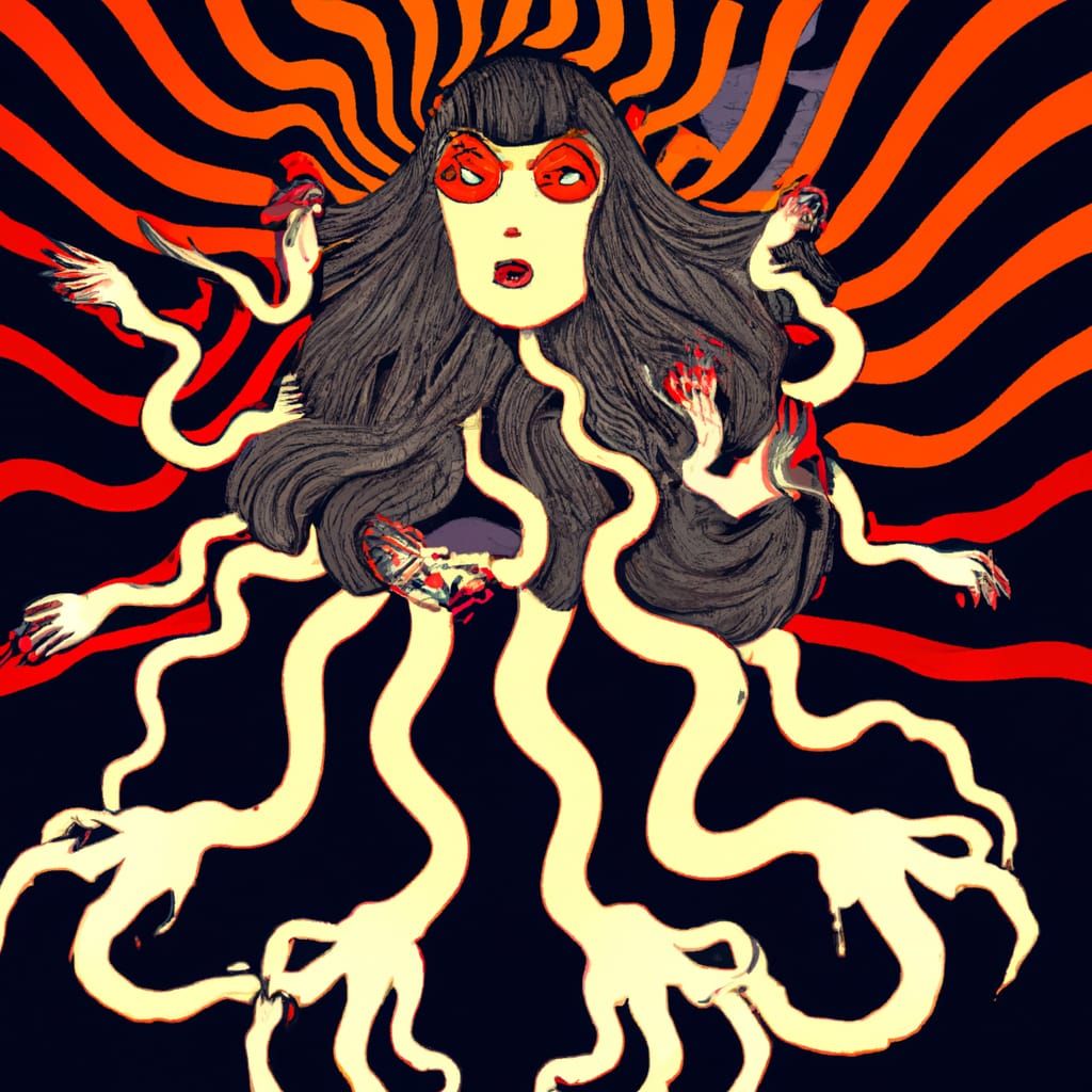 Psychedelic Horror Medusa: A Kubrick-Inspired Vision