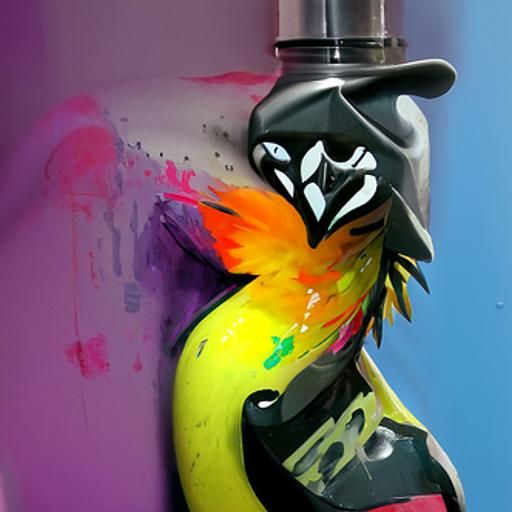 Graffiti Bird with Dripping Paint