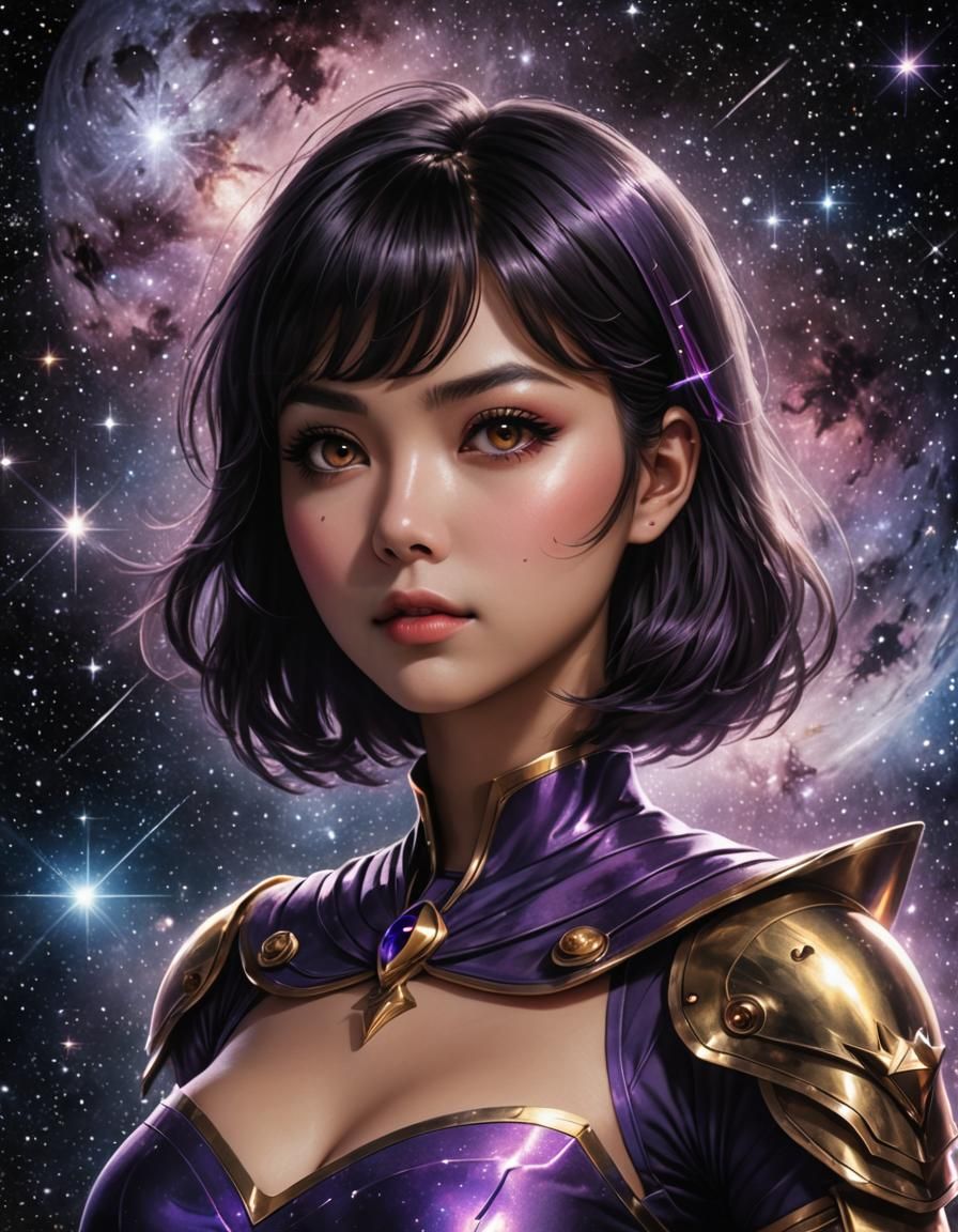 Indonesian Woman as Sailor Saturn in Space