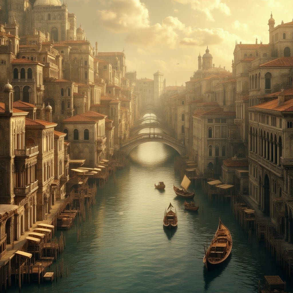 Ancient Harbor at Sunrise in Ultra-Realistic Style