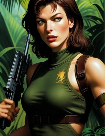 Special agent Milla Jovovich in the jungle