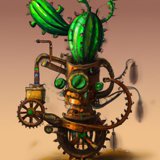Steampunk Cactus Automaton Engine