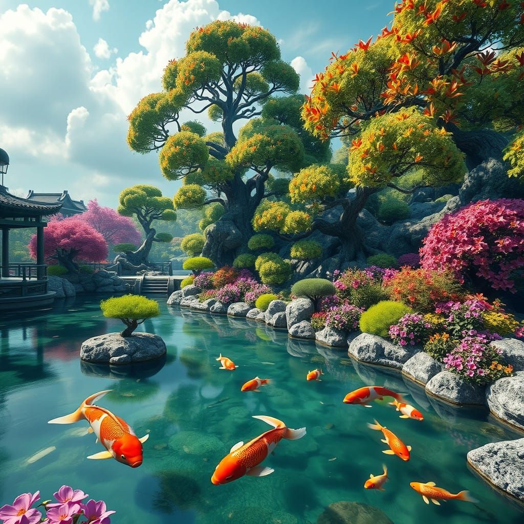 Surreal Zen Oasis Evoking Tranquil Harmony