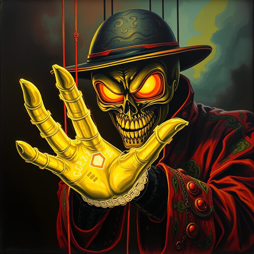 Ominous Cyberpunk Puppet Master Hand, Glowing