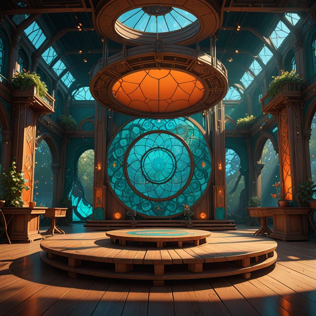 Dancer's Stage Interior in Art Nouveau Style