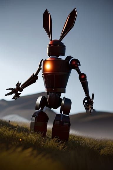 robot rabit in one person! a masterpiece, 8k resolution, dark fantasy concept art, by Greg Rutkowski, dynamic lighting, ...