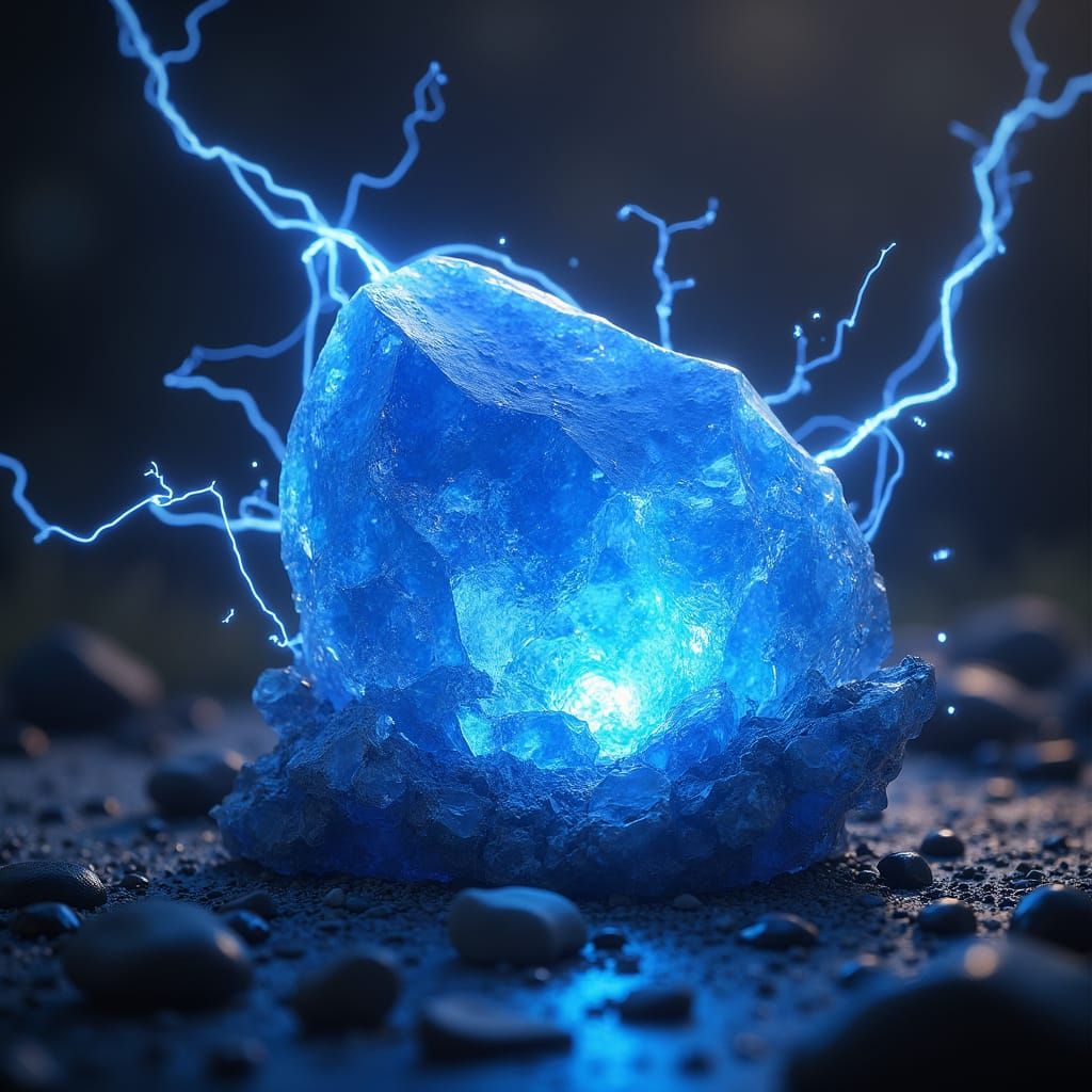 Sapphire Crystal Emitting Blue Electrical Discharges