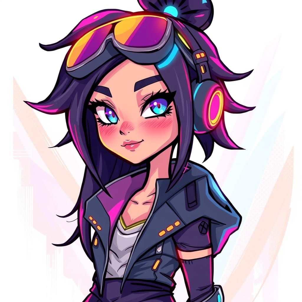 Cyberpunk Anime Girl in Dystopian City