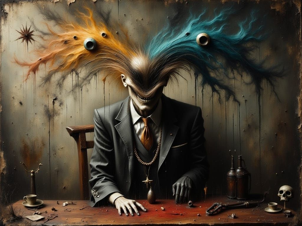 Surrealism Nervous Breakdown in Smokey Grunge Abyss Style