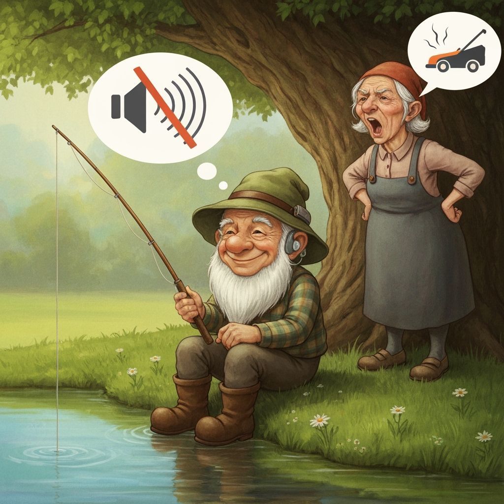 Gnome's Silent Fishing Trip: Whimsical Illustration