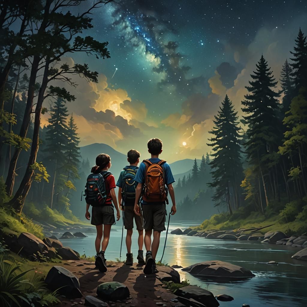 Night Hike: Siblings in a Gurney-esque Oil Painting