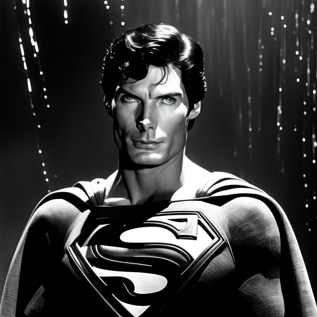 Christopher Reeve as Superman: Vintage Monochrome Portrait