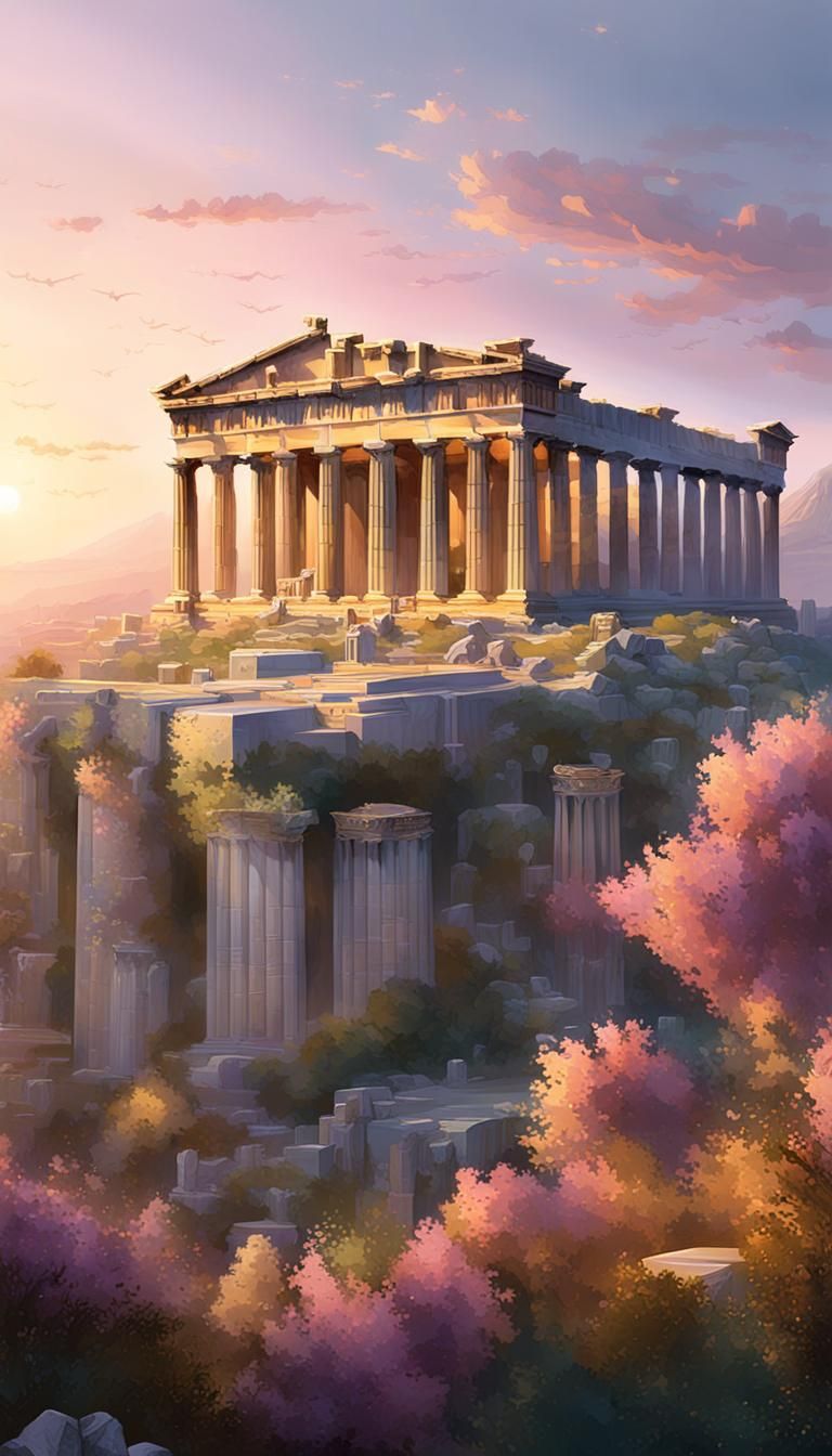 Acropolis at Dawn: A Golden Fantasy Art