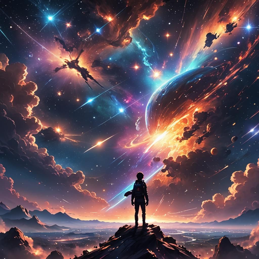 Vibrant Star Universe Explored in Anime-Inspired Digital Art