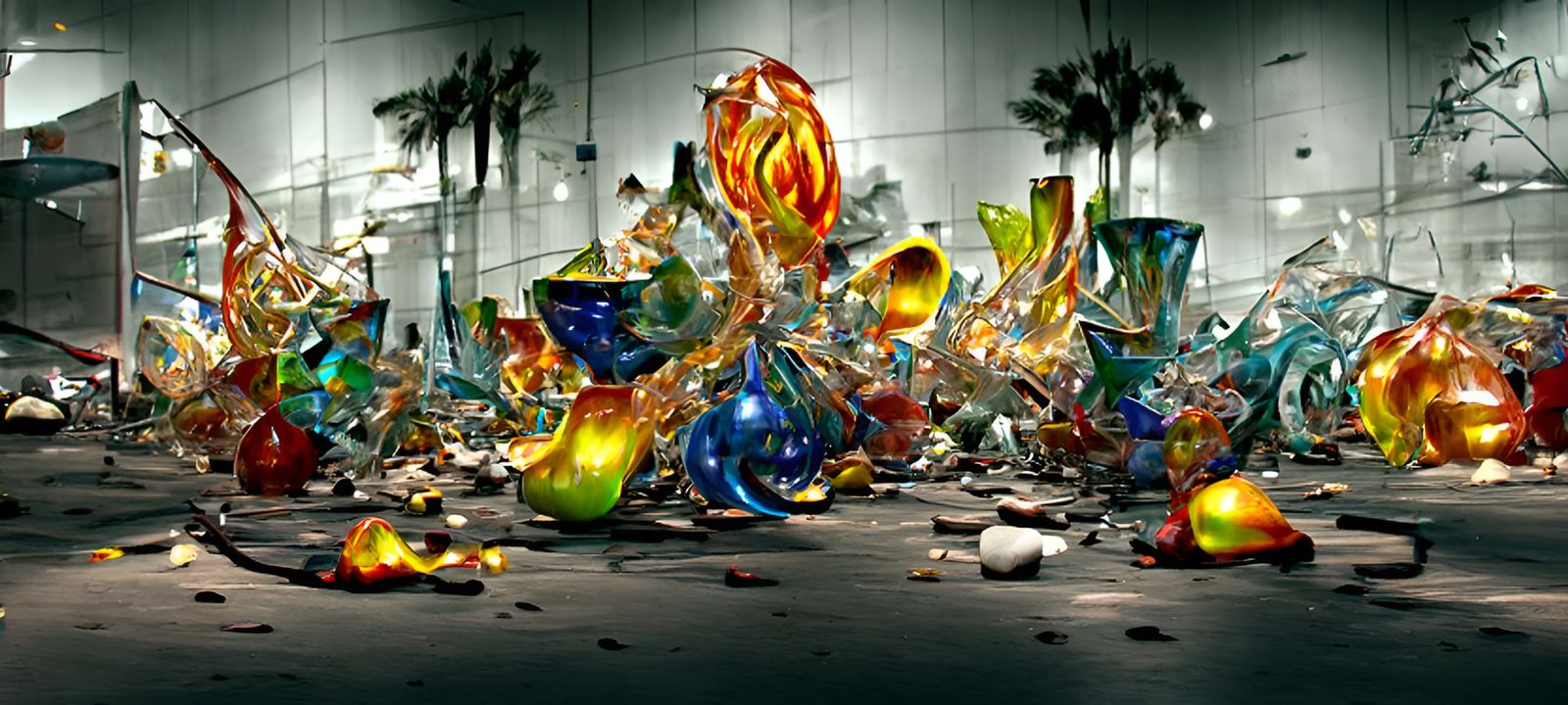 Earthquake Shatters Multicolored Chihuly Glass Art