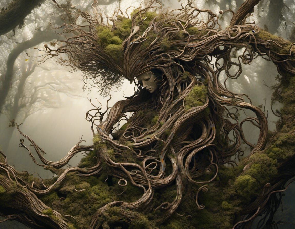 Eldritch Human Figure in Wood by Gammell and Carbonell