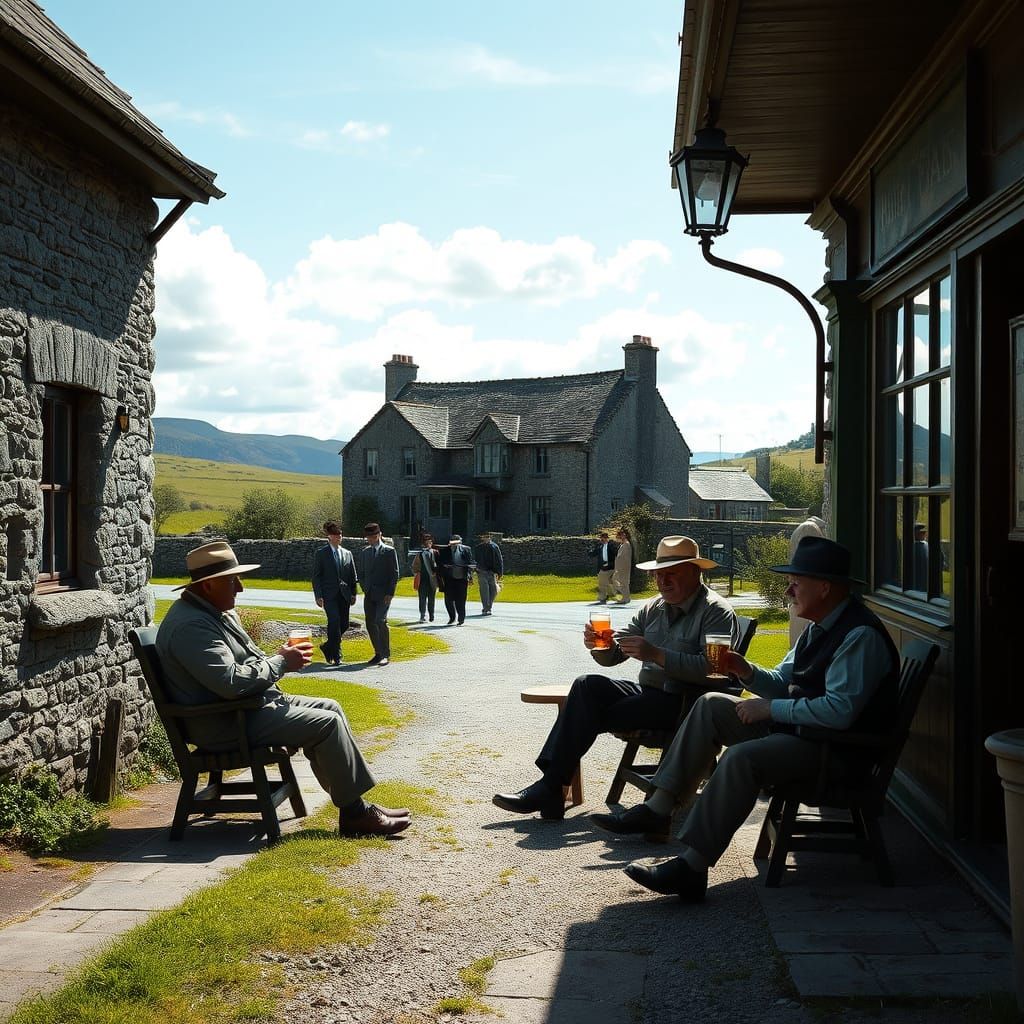 Ireland Village Scene in 1930s Style