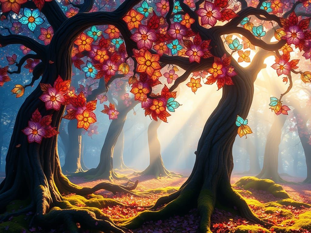 Whispering Glass Forest in Vibrant Hues