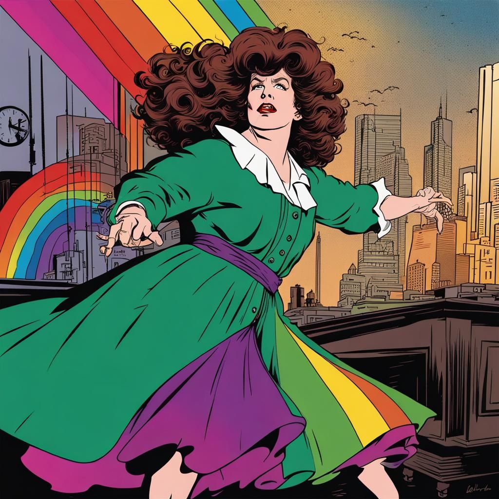 #grimdark #film noir #detective #female #mature #BBW #Tall #satin #dress #tacky #sissy #puffy #rainbow #chiffon #long #...