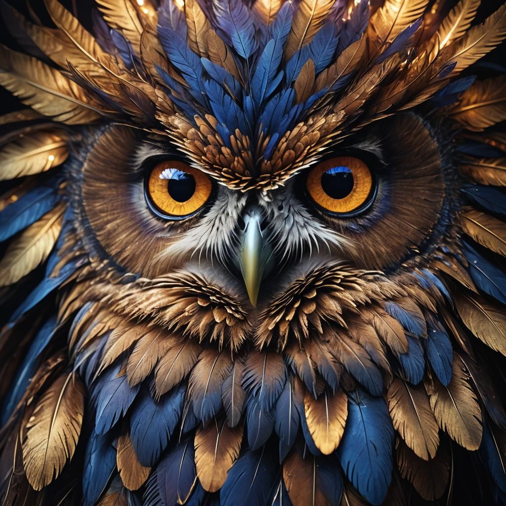 Glowing Owl Eye in Dark Fantasy Style