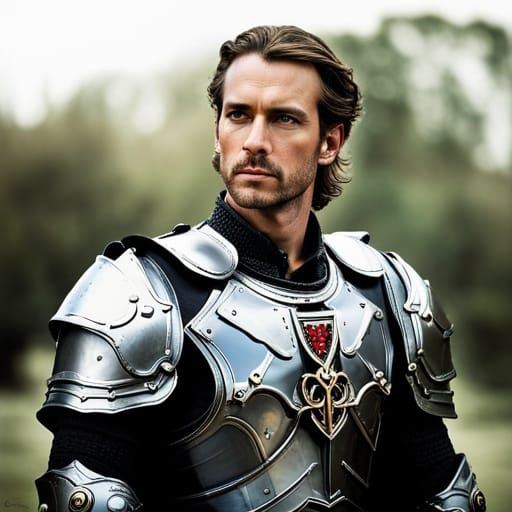 Handsome Knight in Ornate Armor, Detailed Portrait