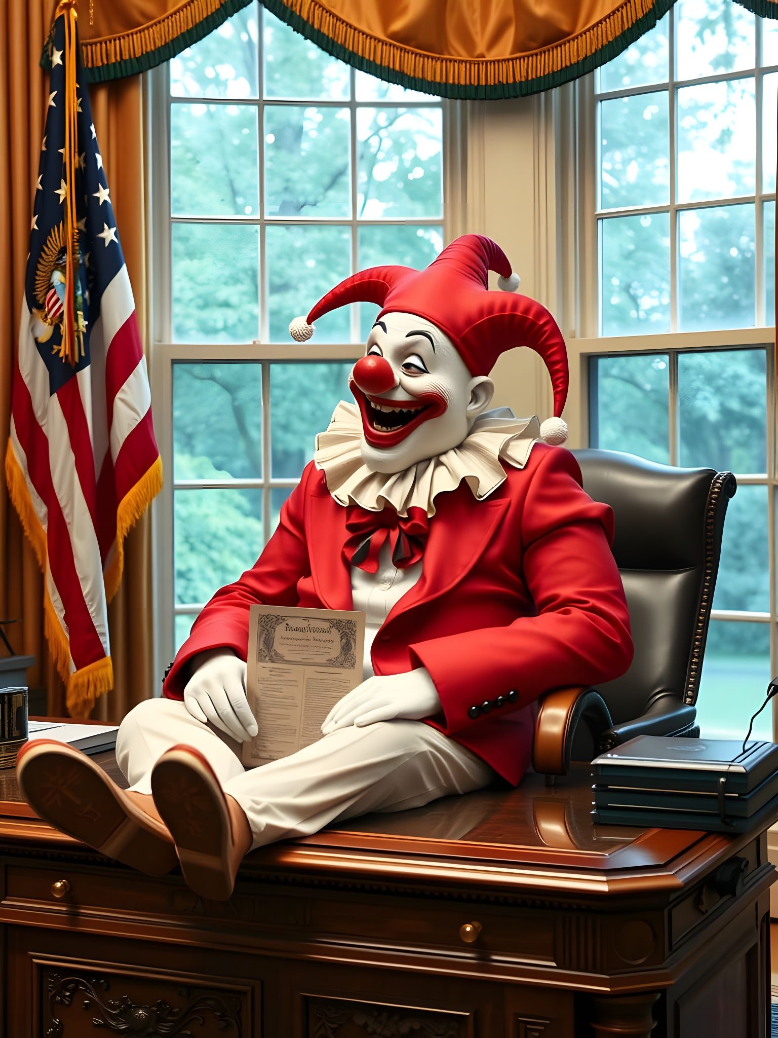 Jester as President in Oval Office