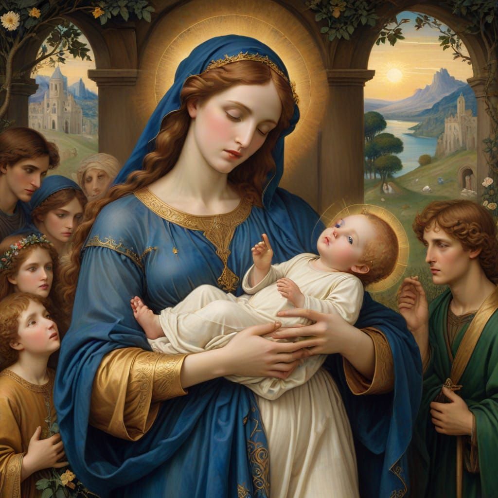 Serene Nativity Scene in Golden Light