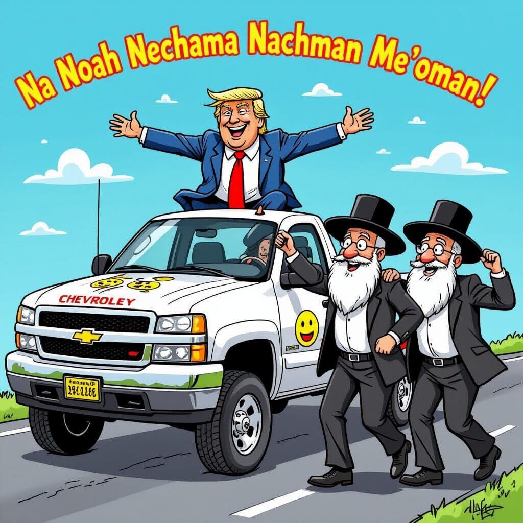 Donald Trump and Haredim Men on Graffiti Truck