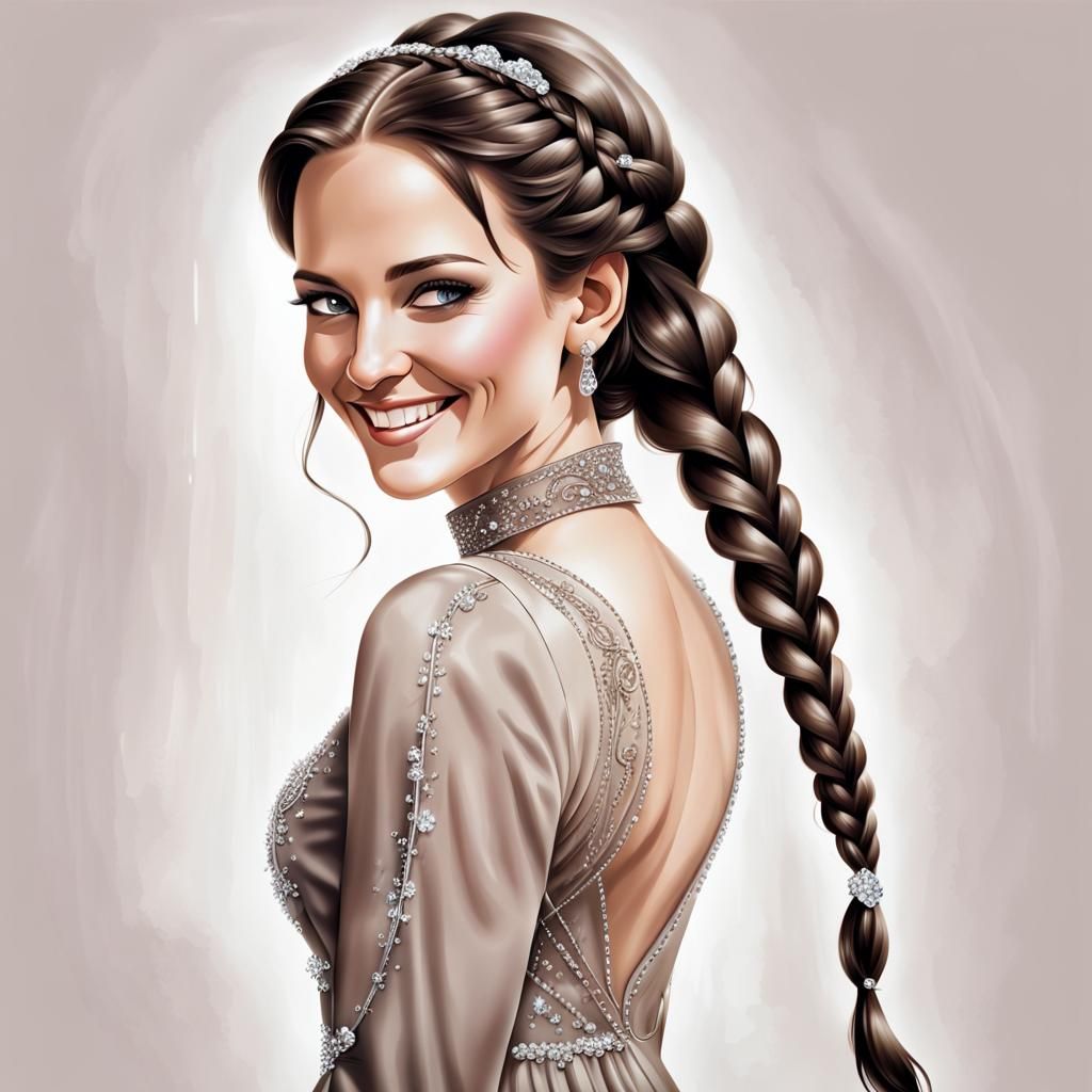 Airbrush Illustration: Beautiful Austrian Woman in Sissi Sty...