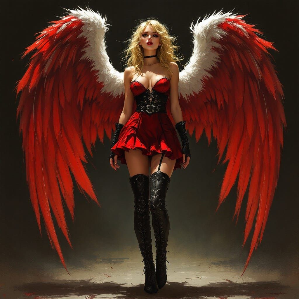 Angel of Mischief in Crimson Red