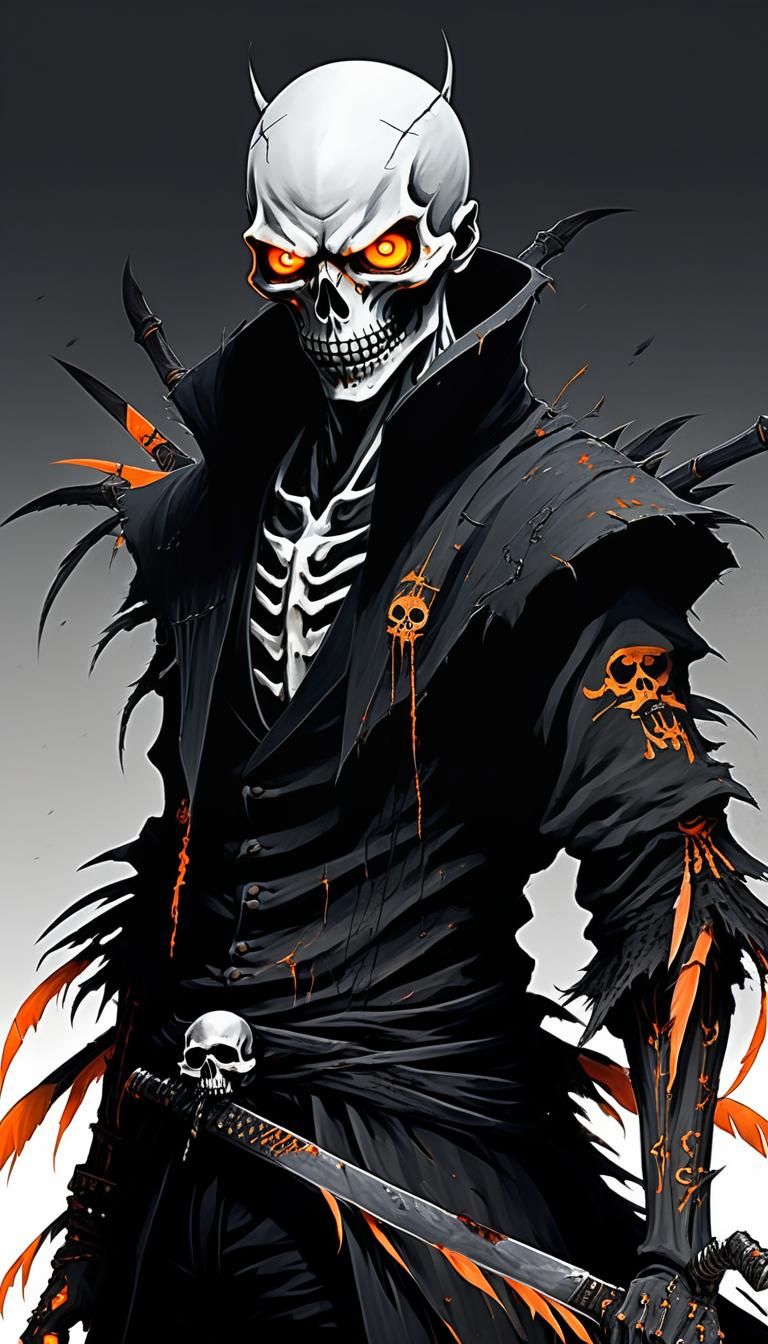 Shinigami Portrait in Dark Fantasy Anime Style