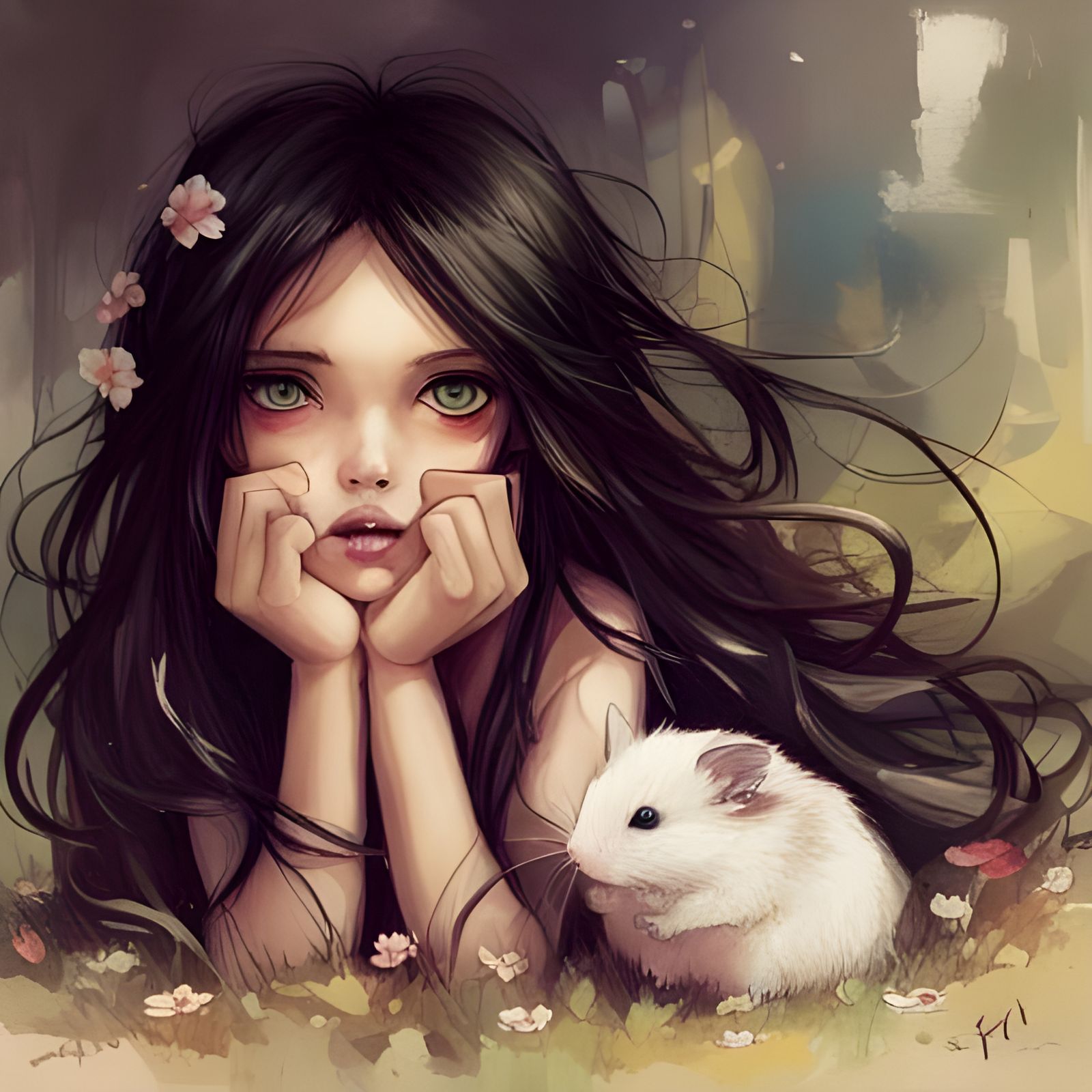 A girl and her hamster.. 🤍