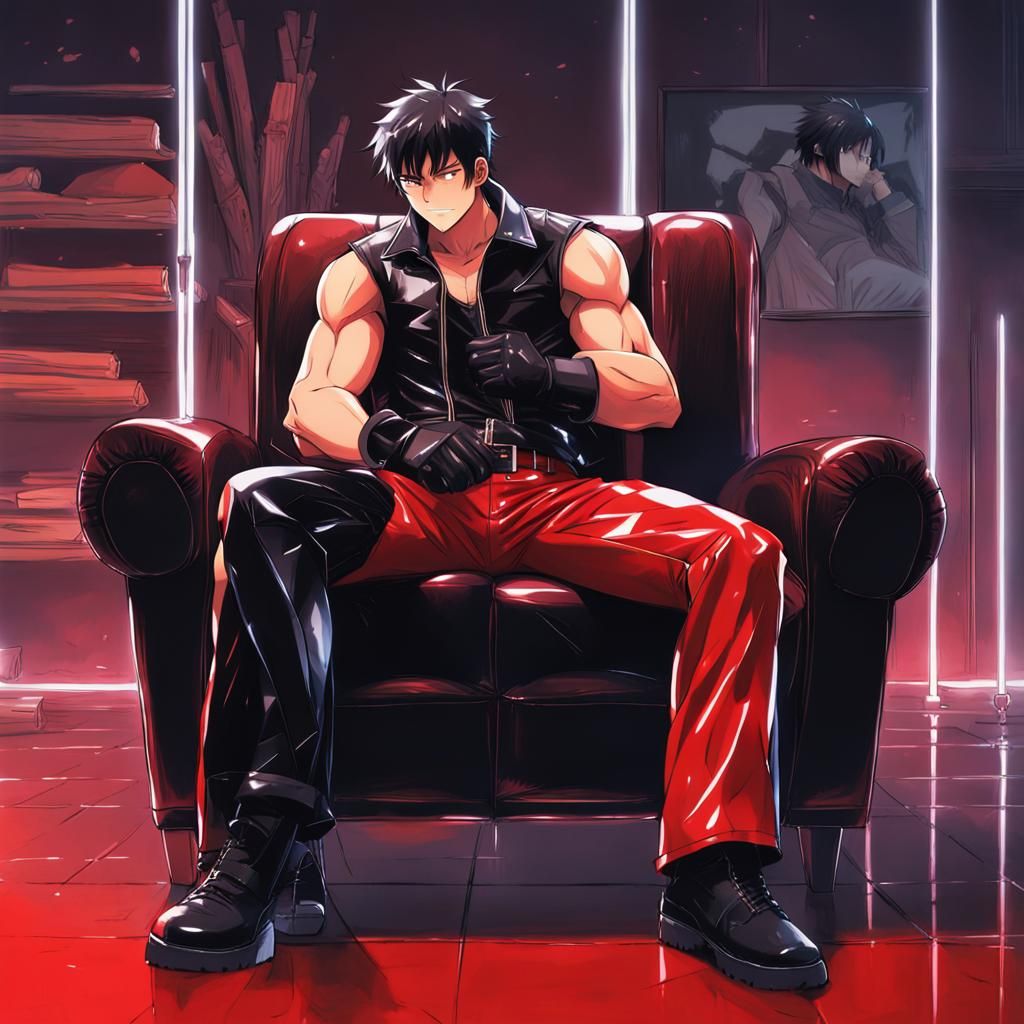 Anime Men Embrace: Cel-Shaded Studio Trigger Style