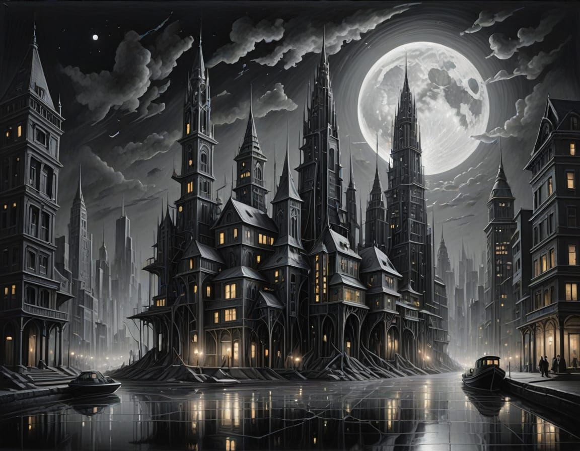 Surreal Dreamscape: Pencils Morph Into Ghostly Skyline