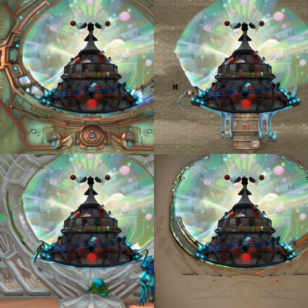 Reptilian Alien Assembly Line in Steampunk Style