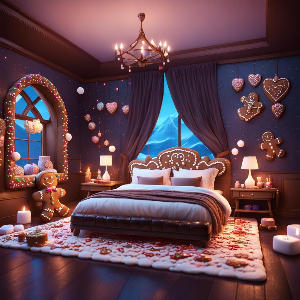 Gingerbread Girl in Chocolate Bedroom, Detailed Matte Painti...