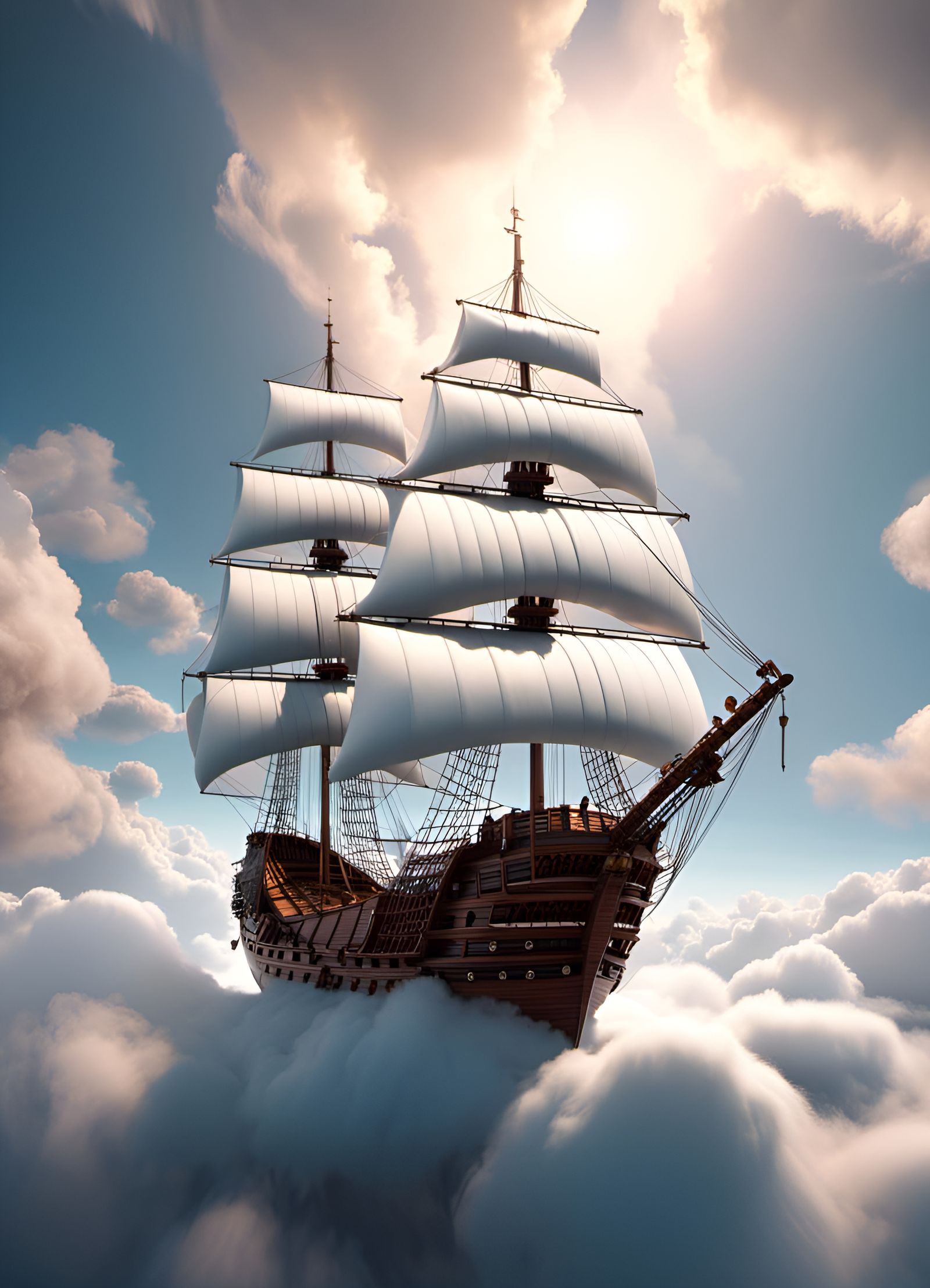 Cloud Ship Sailing Through Cloudy Skies