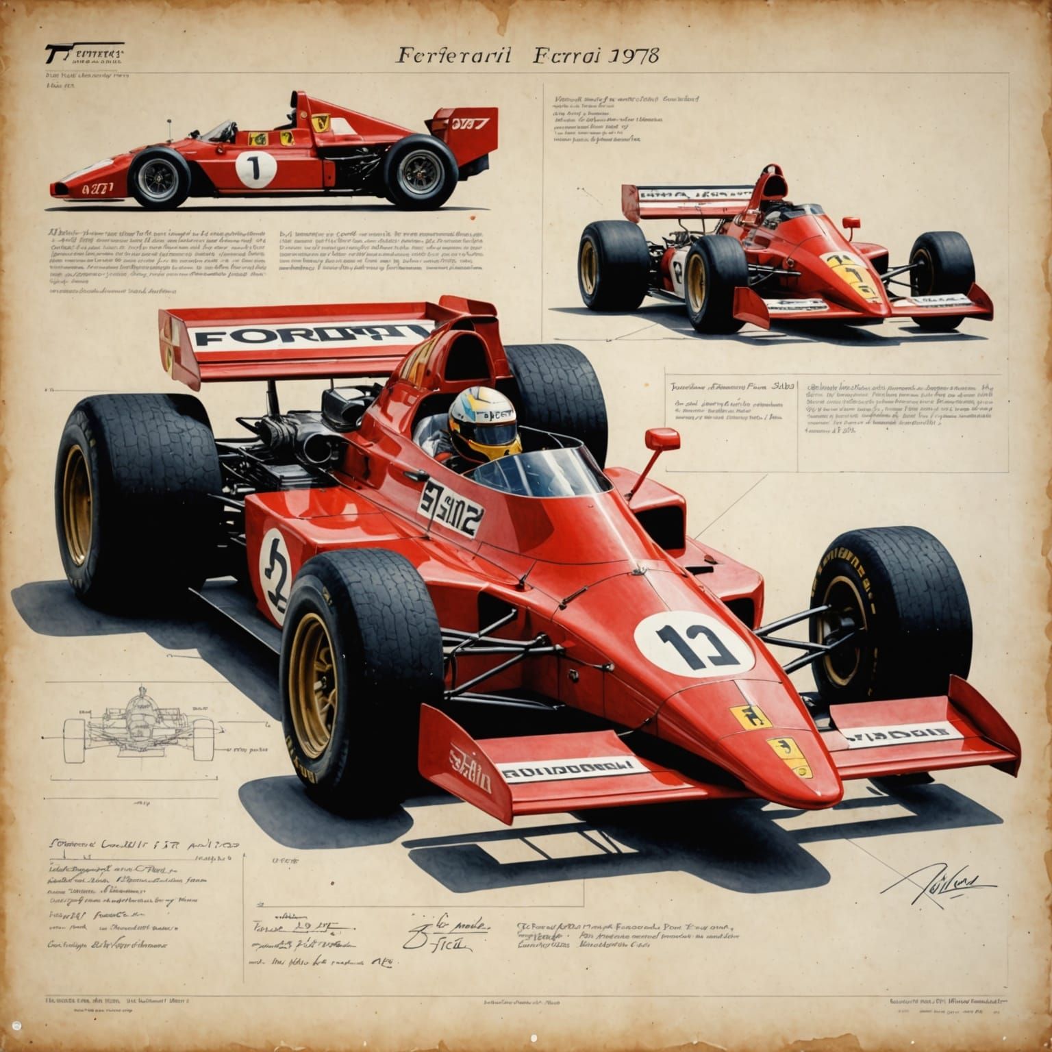 Hyperrealistic Drawing of 1976 Ferrari F1 Car