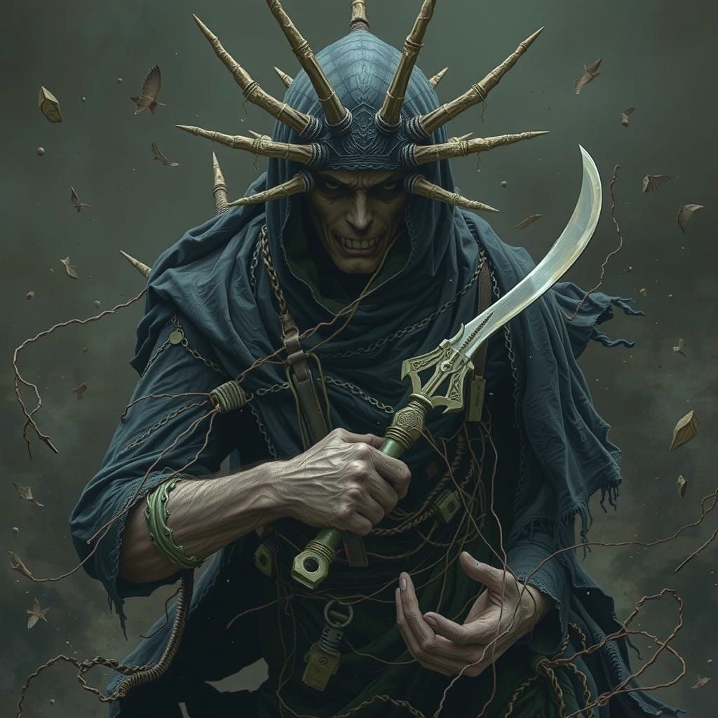 Dark Figure of Chaos Wields Scythe in Vortex