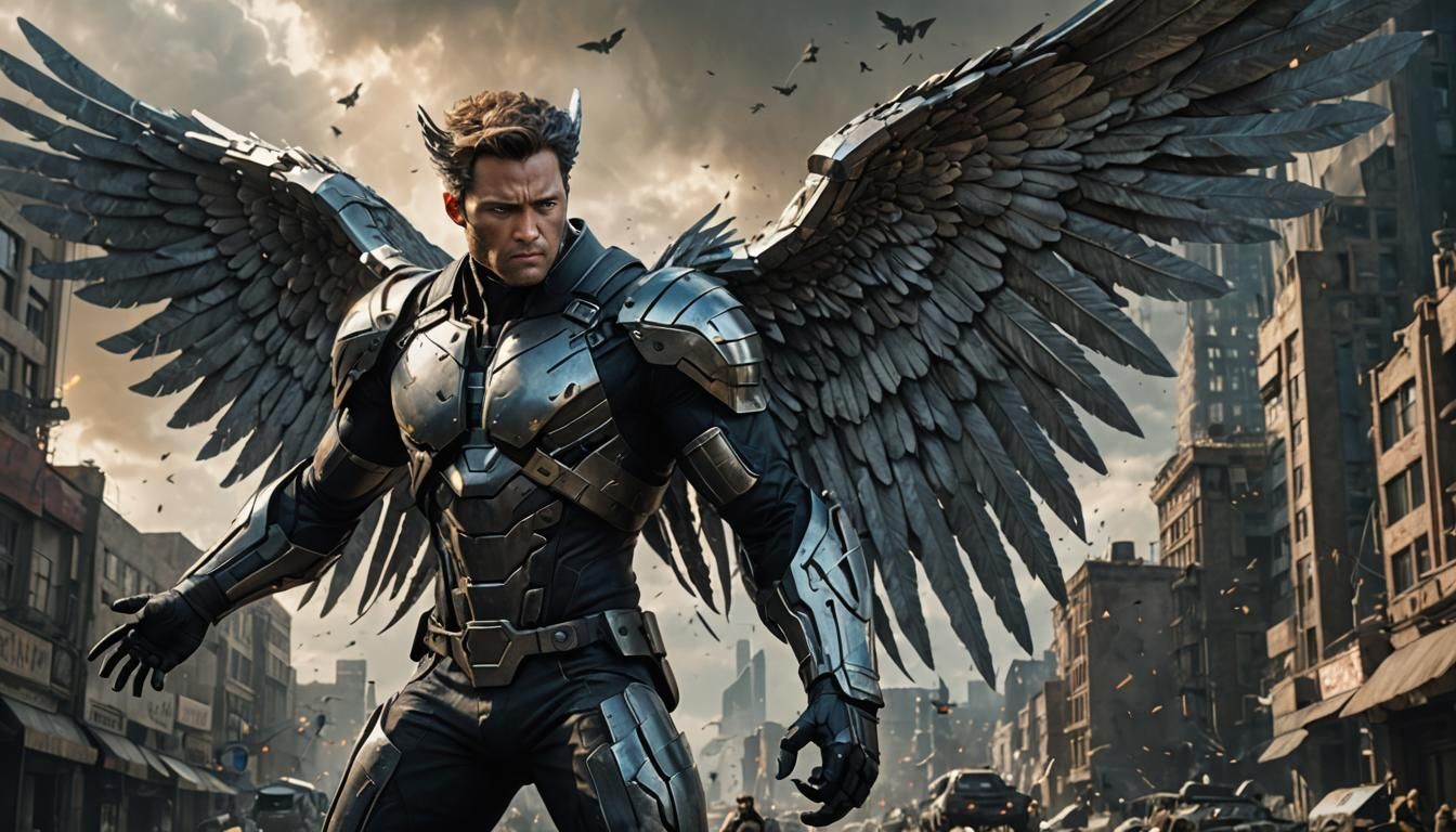 X-Men Angel with Metal Wings: Digital Matte Painting