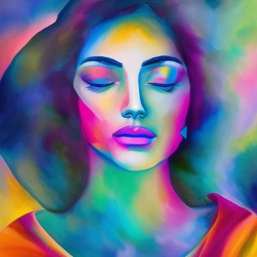 self portrait of an artist in a Cozy artist studio with warm lighting, artist at easel painting vivid colors palette,...