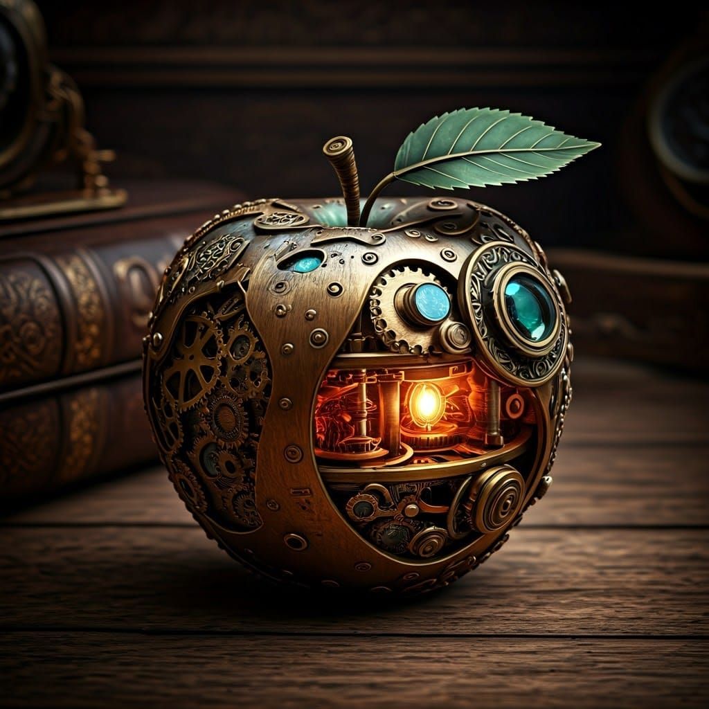Steampunk Apple in Vintage Victorian Style