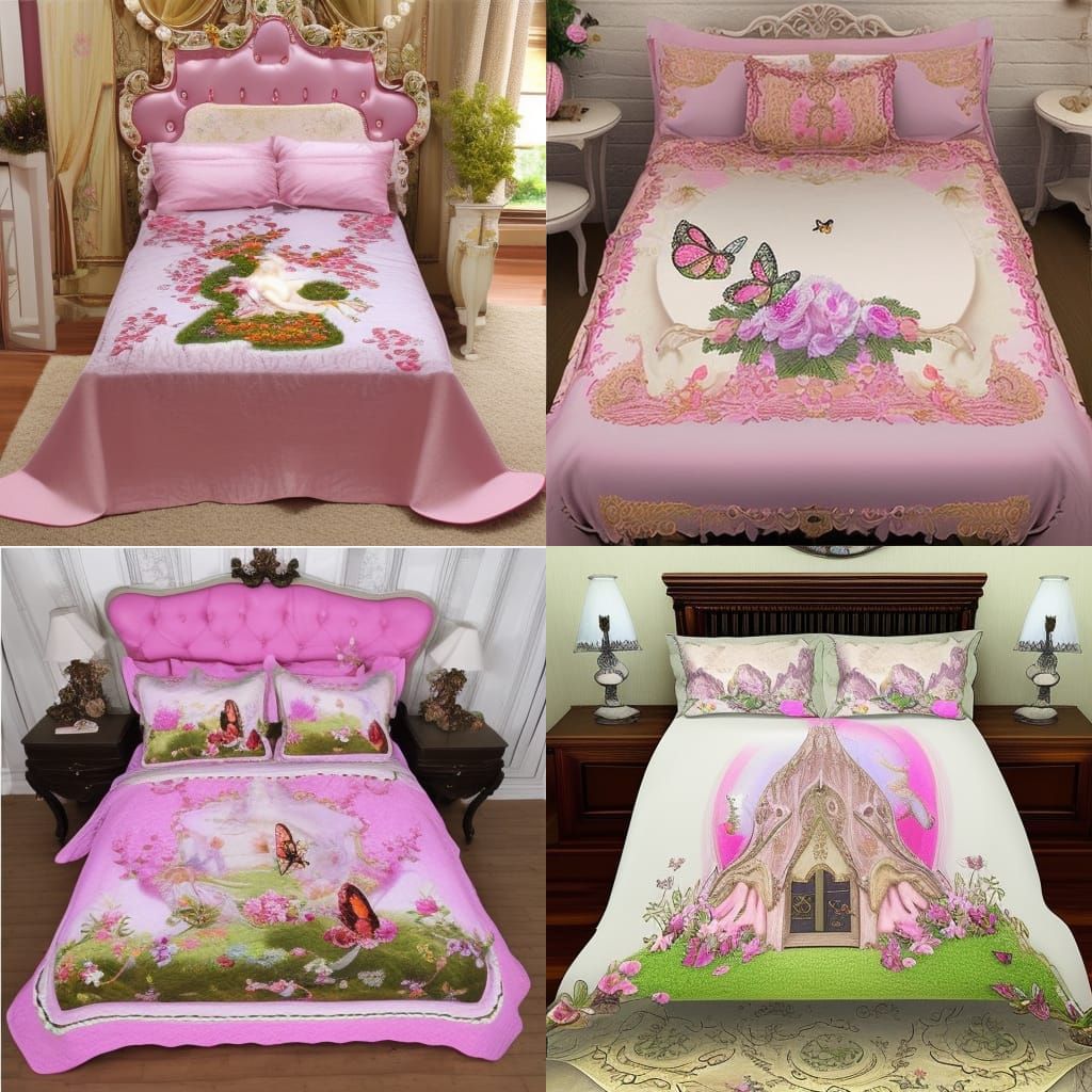 Enchanted Rococo Bed in Mystic Forest