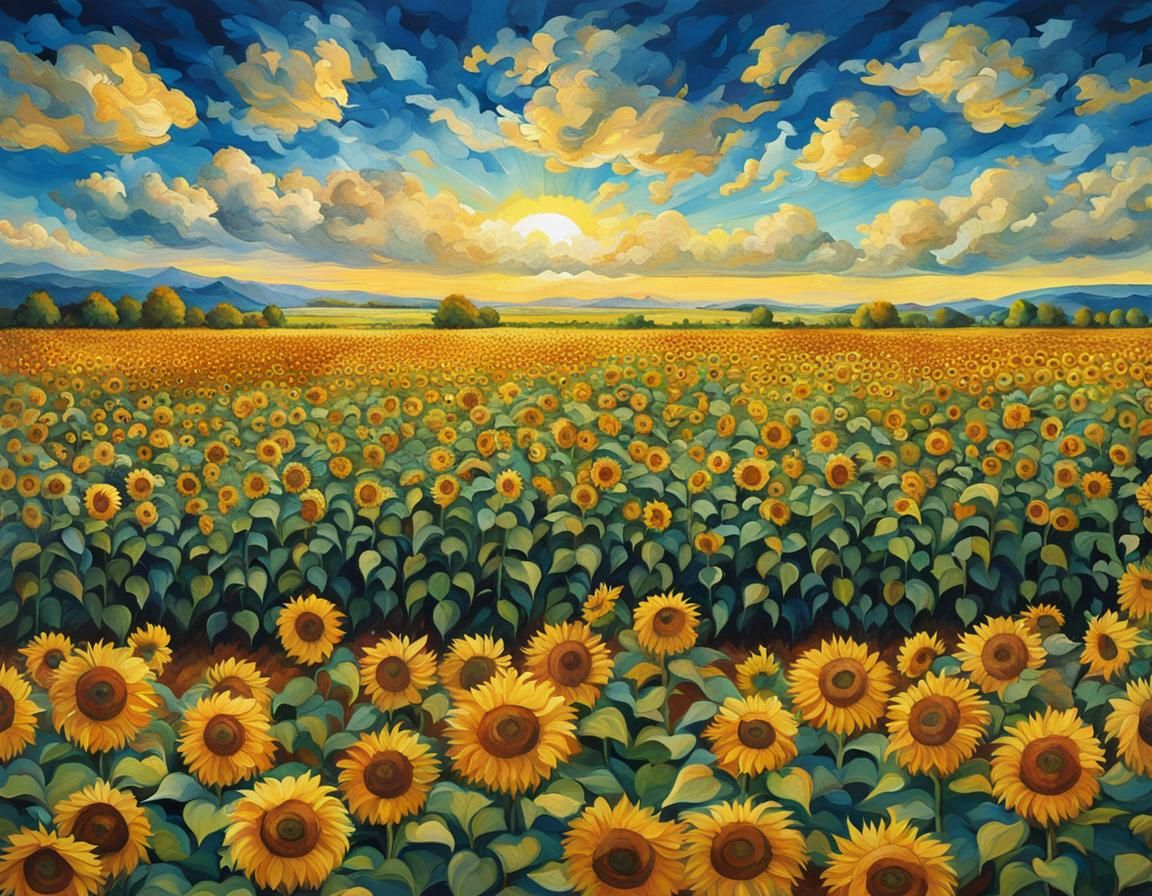 Golden Field of Sunflowers in Full Bloom